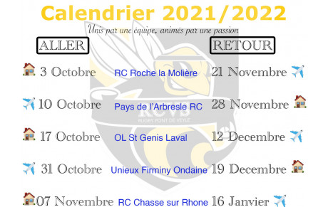 Calendrier Saison 2021/2022