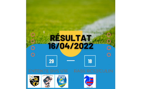Résultat U16 16 avril 2022
